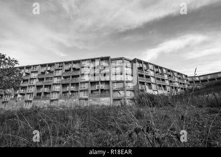 Park Hill Wohnungen, Sheffield. Verfallenes Open Deck Gehäuse aus den 60ern. Stockfoto