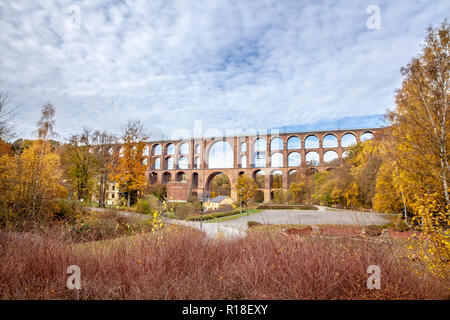 Goeltzschtalbruecke in Netzschkau Vogtland Deutschland größte Ziegelbrücke der Welt Stockfoto