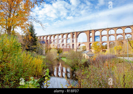 Goeltzschtalbruecke in Netzschkau Vogtland Deutschland größte Ziegelbrücke der Welt Stockfoto