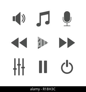 Media Player Symbol gesetzt. Vector Illustration, flache Bauform. Stock Vektor