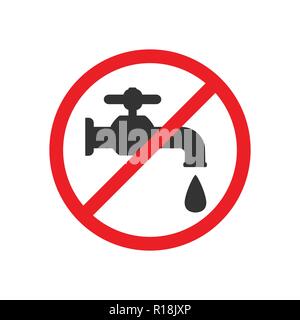 Kein Wasser trinken. Wasserhahn Symbol, Wasser tippen Sie auf Anmelden. Vector Illustration. Stock Vektor