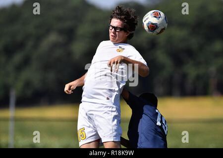 Erhöhte Spieler antreten, um eine Überschrift in executer. USA. Stockfoto