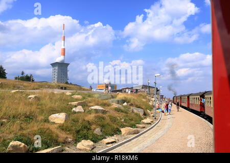 Alte Zug auf der Brockenbahn im Harz in Deutschland Stockfoto