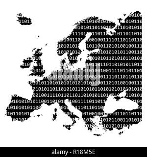 Der binäre Code Europa Karte Konzept Design auf weißem Hintergrund Stock Vektor