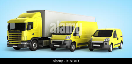 3D-Rendering eines Lkw Transporter und Lkw gegen einen Farbverlauf Hintergrund Stockfoto