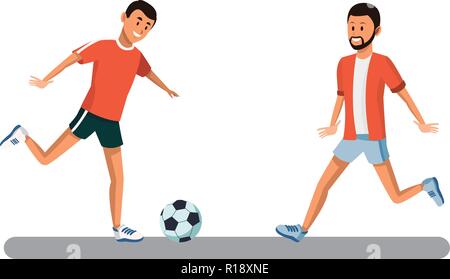 Freunde Junge Manner Fussball Spielen Uber Natur Feld Cartoon Vector Illustration Graphic Design Stock Vektorgrafik Alamy