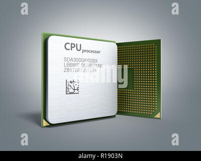 Zentralen Computer Prozessoren CPU Hochauflösende 3D-Render auf Grau Stockfoto