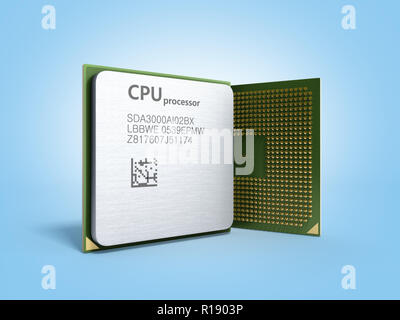 Zentralen Computer Prozessoren CPU Hochauflösende 3D-Render auf Blau Stockfoto