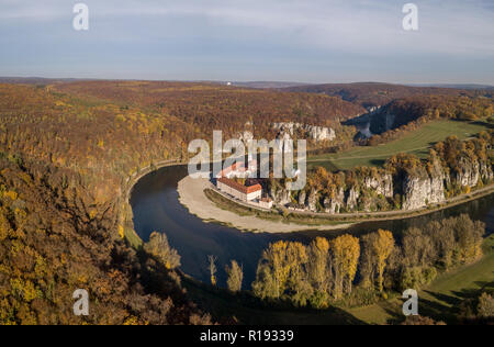 Luftaufnahme der Benediktiner Kloster Weltenburg Stockfoto