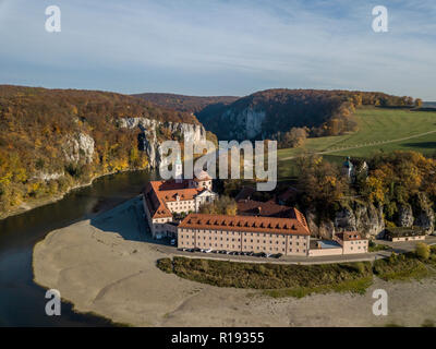 Luftaufnahme der Benediktiner Kloster Weltenburg Stockfoto