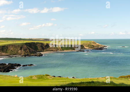 Blick von Morfa Nefyn Golf Club entlang der Klippe zu Fuß Gwynedd in Nordwales Stockfoto