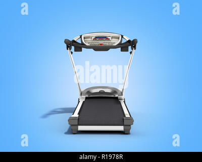 3D-rendering Laufband oder laufende Maschine auf blauem Hintergrund Stockfoto