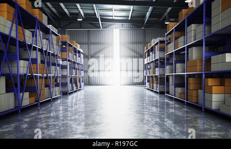 Leeren Hangar Auslieferungslager 3d-render Bild Stockfoto