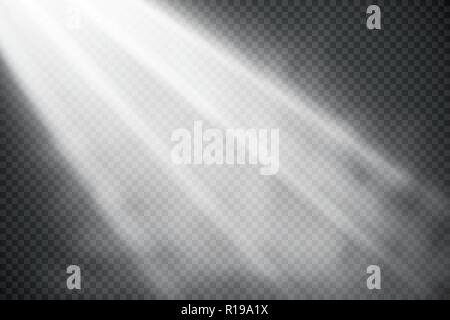 Weiß leuchtende Lichter Auswirkungen auf transparentem Hintergrund isoliert. Sun Flash mit Rochen und Spotlight. Glow Light Effect. Star Burst mit funkelt. Stock Vektor