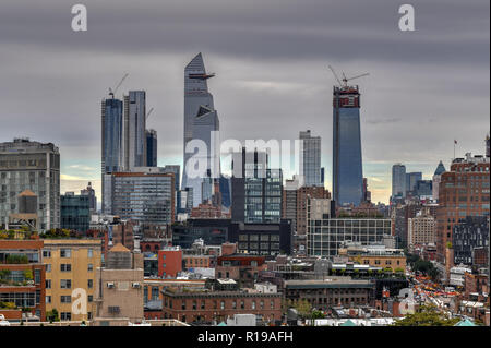 Luftaufnahme der Hudson Yards Nachbarschaft im Bau in New York City Stockfoto