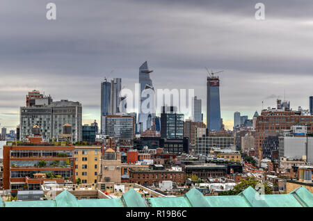 Luftaufnahme der Hudson Yards Nachbarschaft im Bau in New York City Stockfoto