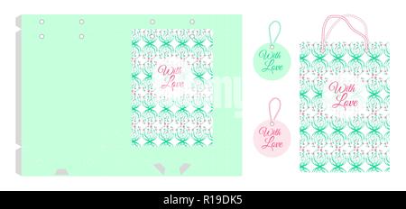 Vorlage Papier Geschenkpaket. Nahtlose Hintergrund mit Blumen. Vector Illustration. Stock Vektor