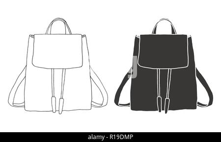 Skizze eines Rucksacks. Rucksack isoliert auf weißem Hintergrund. Vector Illustration einer Skizze Stil. Stock Vektor