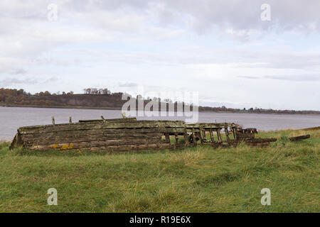 Purton Schiffsrümpfe, Schiffe Friedhof, Schiffe, die Strände am Ufer des Flusses Severn Stockfoto