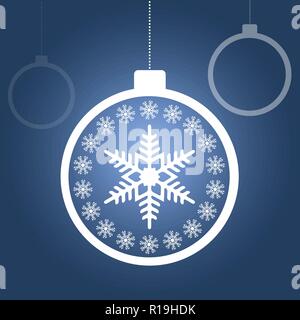 Weihnachten Kugeln mit Schneeflocken auf blauen Gradienten Hintergrund für Weihnachtskarten, Banner und Flyer Stock Vektor