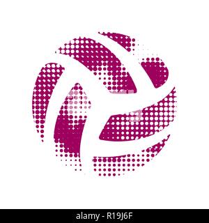 Dunkel rosa abstrakte volleyball Symbol auf weißem Hintergrund Stock Vektor