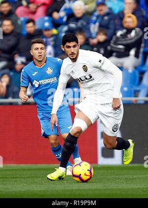 Madrid, Spanien. 10 Nov, 2018. Fußballspiel zwischen Getafe und Valencia in der Spanischen Liga 2018/2019, im Santiago Bernabeu, Madrid. (Foto: Jose L. Cuesta/261/Cordon drücken). Credit: CORDON Cordon Drücken Sie die Taste/Alamy leben Nachrichten Stockfoto