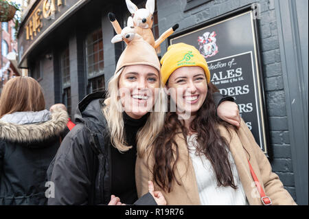 Cardiff, Wales, UK. 10 Nov, 2018. Australische Fans zeigen ihre Farben vor dem Test Match zwischen Wales und Australien. Quelle: Tim Zorn/Alamy leben Nachrichten Stockfoto