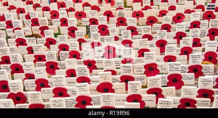 London, Großbritannien. 10 Nov, 2018. Linien der Kreuze an der Westminster Abbey Feld der Erinnerung. Quelle: David Rowe/Alamy leben Nachrichten Stockfoto
