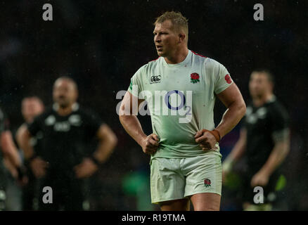 Twickenham, London, UK. 10. November 2018. England's Dylan Hartley während der Quilter Rugby Union International zwischen England und Neuseeland bei Twickenham Stadium. Credit: Paul Harding/Alamy Live Nachrichten Leitartikel nur verwenden Stockfoto