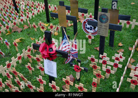London, Vereinigtes Königreich. 10. November 2018. Bereich der rote Mohn von der British Legion außerhalb der Westminster Abbey zum Gedenken an den 100. Jahrestag des Waffenstillstandes am Ende des Ersten Weltkriegs. London, England, UK. Credit: Julio Etchart zu ihrem/Alamy leben Nachrichten Stockfoto