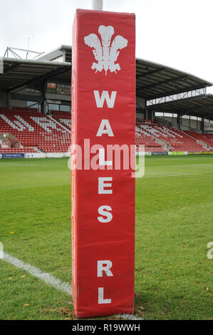 Racecourse Ground, Wrexham, Großbritannien. 10 Nov, 2018. ; Rugby League World Cup Qualifier, Kapitäne, Wales/Irland; Racecourse Ground vor dem Team Credit: Richard Long/News Bilder Credit: Aktuelles Bilder/Alamy leben Nachrichten Stockfoto