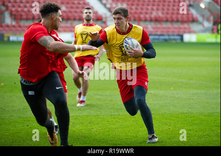 Racecourse Ground, Wrexham, Großbritannien. 10 Nov, 2018. ; Rugby League World Cup Qualifier, Kapitäne, Wales/Irland; Ben Morris von Wales (und St Helens) Credit: Richard Long/News Bilder Credit: Aktuelles Bilder/Alamy leben Nachrichten Stockfoto