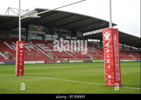 Racecourse Ground, Wrexham, Großbritannien. 10 Nov, 2018. ; Rugby League World Cup Qualifier, Kapitäne, Wales/Irland; Racecourse Ground vor dem Team Credit: Richard Long/News Bilder Credit: Aktuelles Bilder/Alamy leben Nachrichten Stockfoto
