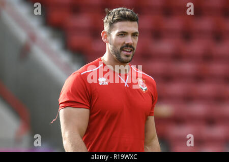 Racecourse Ground, Wrexham, Großbritannien. 10 Nov, 2018. ; Rugby League World Cup Qualifier, Kapitäne, Wales/Irland; Ben Morris von Wales (und St Helens) Credit: Richard Long/News Bilder Credit: Aktuelles Bilder/Alamy leben Nachrichten Stockfoto