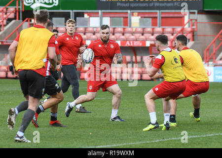 Racecourse Ground, Wrexham, Großbritannien. 10 Nov, 2018. ; Rugby League World Cup Qualifier, Kapitäne, Wales/Irland; Ben Evans von Wales (und London Broncos) Credit: Richard Long/News Bilder Credit: Aktuelles Bilder/Alamy leben Nachrichten Stockfoto
