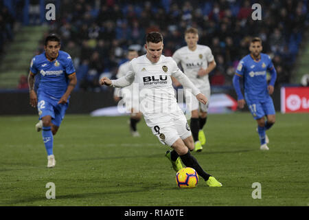 Getafe, Madrid, Spanien. 10 Nov, 2018. Von Valencia CF Kevin Gameiro in Aktion während der La Liga Match zwischen Getafe CF und Valencia CF Coliseum Alfonso Perez in Getafe, Spanien gesehen. Credit: LEGAN S. Mace/SOPA Images/ZUMA Draht/Alamy leben Nachrichten Stockfoto