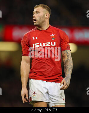 Fürstentum Stadium, Cardiff, UK. 10 Nov, 2018. Rugby Union, Herbst internationale Reihe, Wales gegen Australien; Ross Moriarty von Wales Credit: Aktion plus Sport/Alamy leben Nachrichten Stockfoto