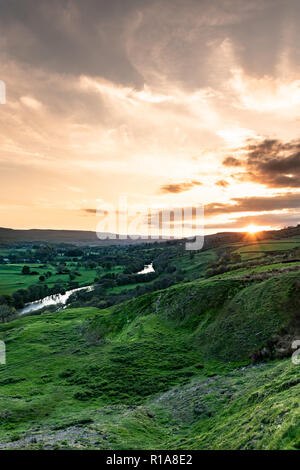 Middleton in Teesdale bei Sonnenuntergang Stockfoto