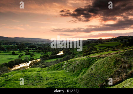 Middleton in Teesdale bei Sonnenuntergang Stockfoto