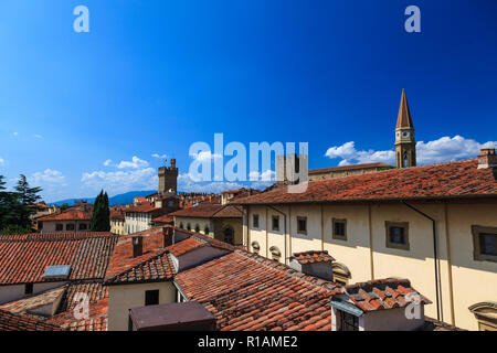 Blick über die Dächer von teracotta Arezzo Florenz, Toskana, Italien Stockfoto