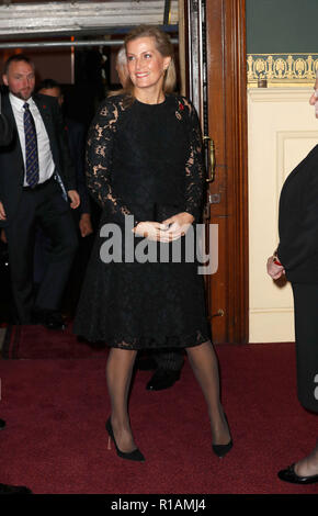 Sophie Gräfin von Wessex, kommt für die jährlichen Royal British Legion Festival der Erinnerung in der Royal Albert Hall in London, die feiert und ehrt alle diejenigen, die ihr Leben in Konflikten verloren haben. Stockfoto