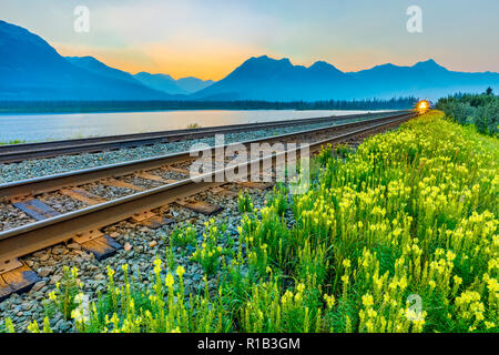 Eisenbahn im Jasper National Park, Alberta, Kanada Stockfoto