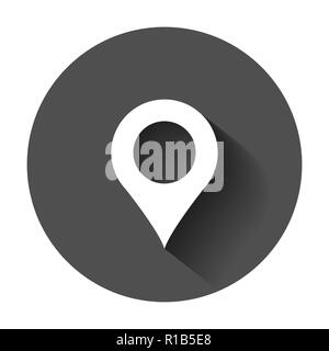 Pin Symbol Karte im flachen Stil. Gps-navigation Vektor Illustration mit langen Schatten. Ziel Business Konzept. Stock Vektor