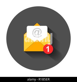 Mail Briefsymbol im flachen Stil. E-Vektor Illustration mit langen Schatten. Mailbox e-mail Geschäftskonzept. Stock Vektor