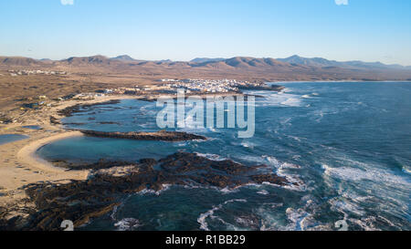 Luftaufnahme von der Küste El Cotillo, Fuerteventura Kanarische Inseln Spanien Stockfoto