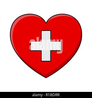 Herz und Kreuz. Vektor health care Icon Design auf weißem Hintergrund Stock Vektor