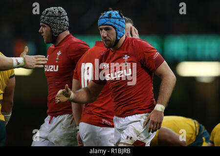 Cardiff, Großbritannien. 10 Nov, 2018. Justin Tipuric von Wales in Aktion. Wales v Australien, unter Rüstung Serie Herbst internationale Rugby Spiel im Fürstentum Stadium in Cardiff, Wales, Großbritannien am Samstag, den 10. November 2018. pic von Andrew Obstgarten/Alamy Leben Nachrichten BITTE BEACHTEN SIE FÜR REDAKTIONELLE VERWENDEN SIE NUR BILD VERFÜGBAR. Stockfoto