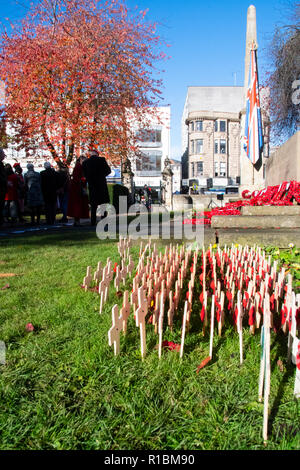 Northampton, Großbritannien. 11 Nov, 2018. Erinnerung Sonntag Parade in Northampton All Saints' Church, Northampton Credit: PATRICK ANTHONISZ/Alamy leben Nachrichten Stockfoto