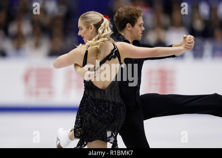 Rachel Parsons und Michael Parson (USA), 10. NOVEMBER 2018 - Eiskunstlauf: ISU Grand Prix 2018 NHK Trophy, Ice Dance Rhythmus Tanz an der Präfektur Hiroshima Sports Center, Hiroshima, Japan. (Foto von Naoki Morita/LBA SPORT) Stockfoto