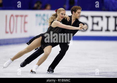 Rachel Parsons und Michael Parson (USA), 10. NOVEMBER 2018 - Eiskunstlauf: ISU Grand Prix 2018 NHK Trophy, Ice Dance Rhythmus Tanz an der Präfektur Hiroshima Sports Center, Hiroshima, Japan. (Foto von Naoki Morita/LBA SPORT) Stockfoto